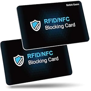RFID/NFC-blokkeringskaart van Befekt Gears [Set van 2], creditcardbeschermer, contactloze kaartenbescherming voor kredietkaarten, ID-kaarten, paspoort enz. – Eén kaart voor volledige portemonnee – geen batterijen nodig