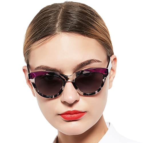 Image of Stylish Cat Eye Sunglasses for Women Polarized UV400 Protection Retro Butterfly Sun Glasses Square Design Shades Purple Tortoise Shell
