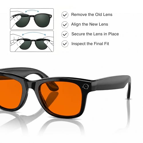 Image of YEIN Replacement Lenses for Ray-Ban Meta RW4006 /RW4012(50mm), Photochromic /Blue Light Blocking /Polarized Sunglasses Lenses