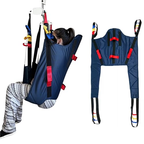 doudouX hoyer lift sling, patient lift sling, toilet/commode/shower sling for hoyer lift with solid high-back, head/neck/back support
