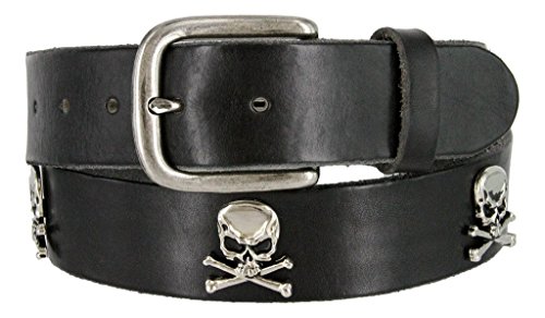 Pirate Skull CrossBone Concho Full Grain Casual Jean Leather Belt