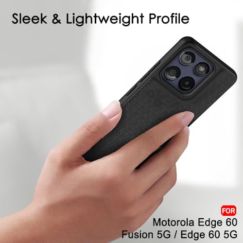 Image of TheGiftKart Back Cover Case for Motorola Moto Edge 60 Fusion 5G / Moto Edge 60 5G | Slim & Lightweight | Ultra-Premium Design | Camera Protection Bump | Fabric Texture Case Cover (PC & TPU, Black)