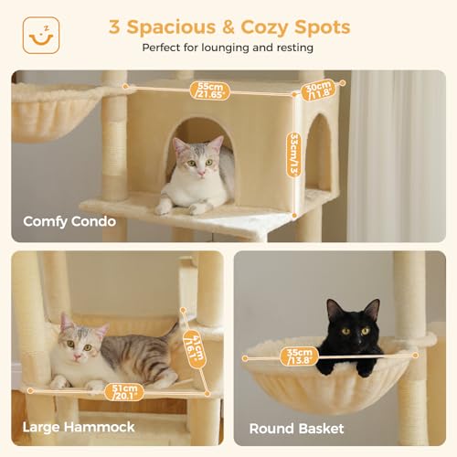 Rascador para gatos grande PAWZ Road 73 pulg beige miniatura 6
