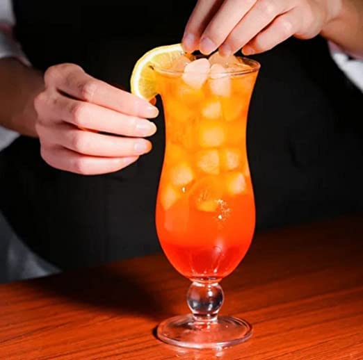 Red-Rubby Tall Cocktail Glasses | Premium Hurricane Cocktail Tall Glass Set - 450 ml | Set of 3 Hurricane Mojito Glass | Crystal Water Drinking Glass Set (3) 4
