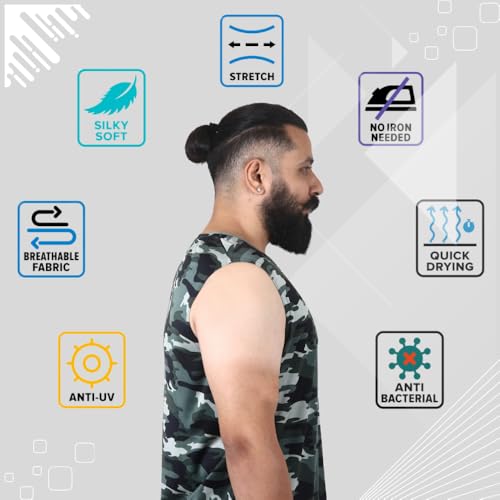 Image of Sleeveless T Shirts for Men - Gym Vest, Sando Tank Top Wear, Workout Baniyan, Stringers Inner Shirt, Bodybuilding Tshirts, Sports Tshirt Vests, Stylish Tanks Tops