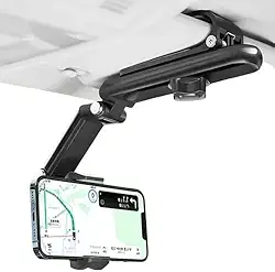 Suporte De Celular Para Quebra-Sol Do Carro Rotação 360° Dobrável e Seguro (Preto com Verde)