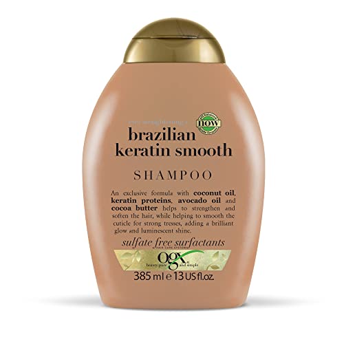 OGX Shampooing Sans Sulfate à la Kératine pour des Cheveux Lisses, Brazilian Keratin, 385 ml Cover