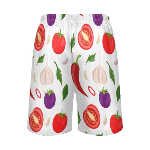 Garlic Pepper White Pajama Shorts for Men Lounge Pants Lounge Pajama Bottoms Men's Separate Bottoms with Pockets, S-XXL2