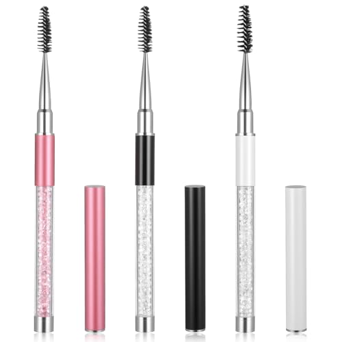 3 Pcs Eyelash Brush Lash Spoolie with Cap Mascara Wands...
