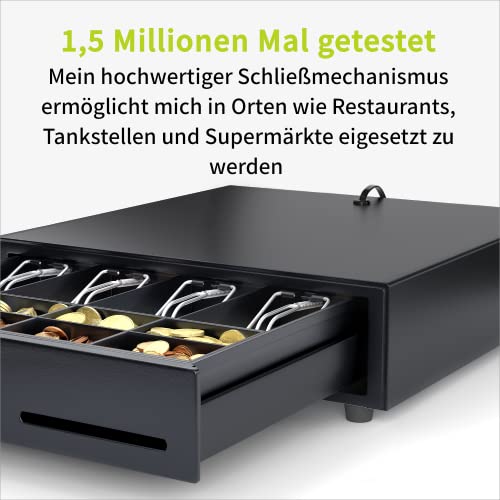 ACROPAQ Kassenschublade - Öffnung elektrisch mit RJ11 Anschluss, Kassenlade 33 x 33 cm, Unterbau geeignet - Kasse, Cash Register, Bargeldkasse - Schwarz