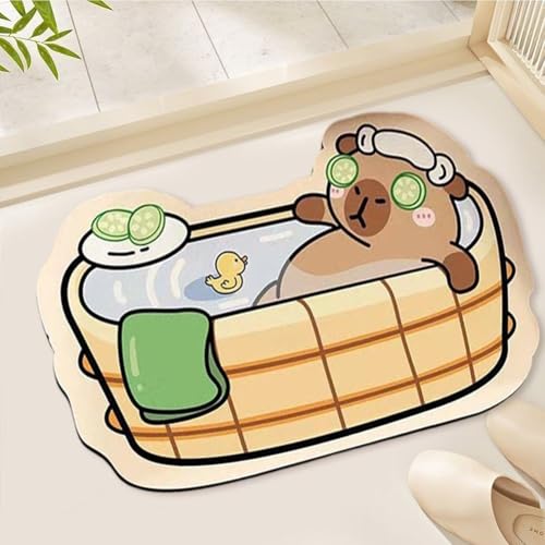 Tapis de bain en capybara absorbant en diatomite pour la douche - 7