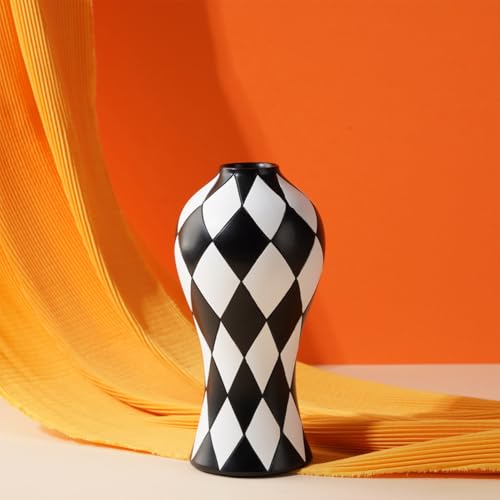 Vase d'intérieur en résine imperméable décoratif noir et blanc - 4