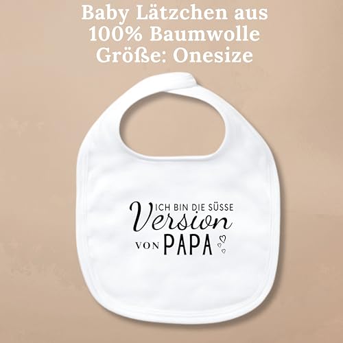 Trend Mama® | Windeltorte | Sprüche | 27 Windeln (Größe 2), Baby Lätzchen, Kuschelsocken |Geschenk Geburt (Design| Ich bin die süsse Version von Papa)