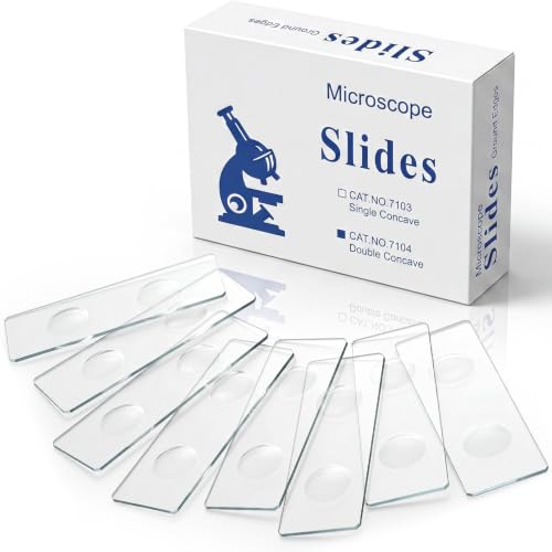 Image of Tellegloww 50 Pcs Pre-Cleaned Double Concave Microscope Glass Slide 3 inch x 1 inch