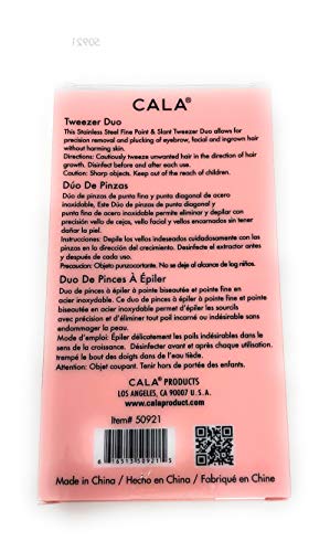 Pinzas para cejas CALA Pack Dúo: precisión punta biselada y fina de acero inoxidable rose gold 2