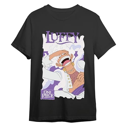 Comic Studio | One Piece Camiseta | Artículo Licenciado Oficial | Monkey D. Luffy Gear 4 | Unisex | Negro | S