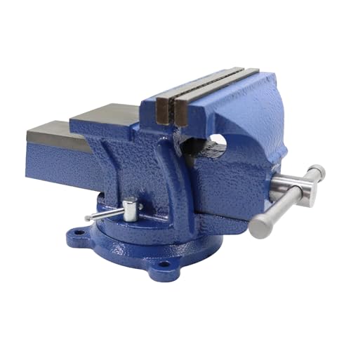 Nakkaa 10" Heavy Duty Bench Vise Cast Iron Vise with 360° Flexible Swivel Locking Base Home Work 10 Inch Swivel Bench Vice with Anvil
