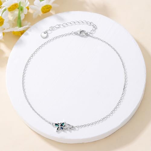 Image of 925 Sterling Silver Anklet Foot Bracelet with Crystal from Austria, Anklet Jewelry Gifts for Women 11 Inch Adjustable