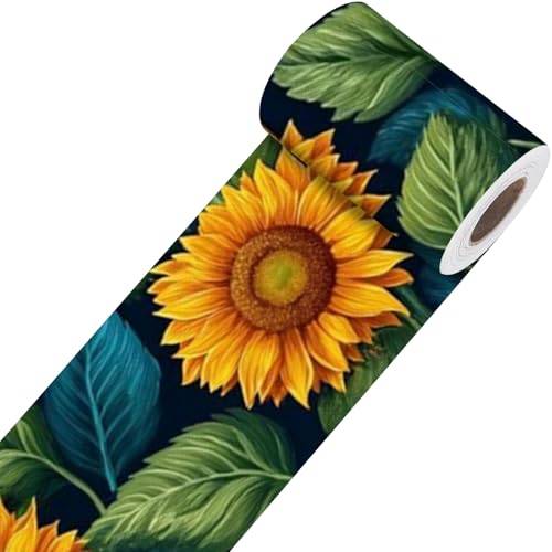 Image of Nuxovilar Sunflower Floral Peel Stick Wall Border PVC 3.94x16.4'