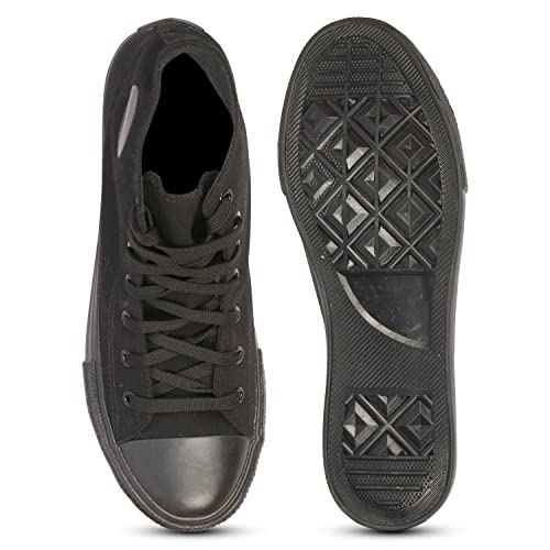 Image of MOZAFIA Men's High-Top Canvas Sneakers - Stylish, Comfortable Lace-Up Casual Shoes, Durable Fashion Streetwear Kicks.