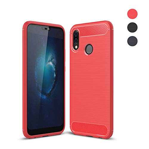 Amytech Funda Huawei P20 Lite, Huawei P20 Lite Fundas Gel de Silicona Huawei P20 Lite Carcasa Fibra de Carbono Funda (Rojo)