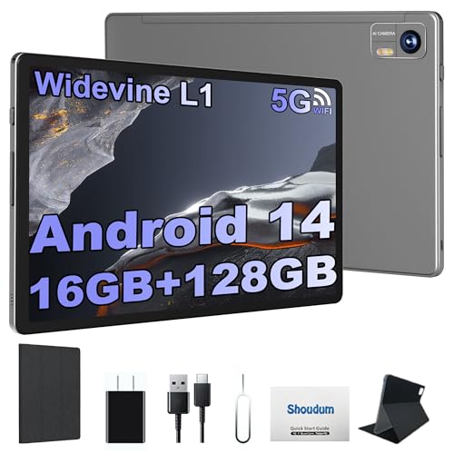 Image of Androind 14 Tablet, 10.1 Inch Tablet, 16GB RAM 128GB ROM 1TB Expand, 8000mAh Battery, 10.1 Inch Octa-Core with 13MP+8MP Camera /Bluetooth /GPS /WiFi /HD Display, Dark Grey.