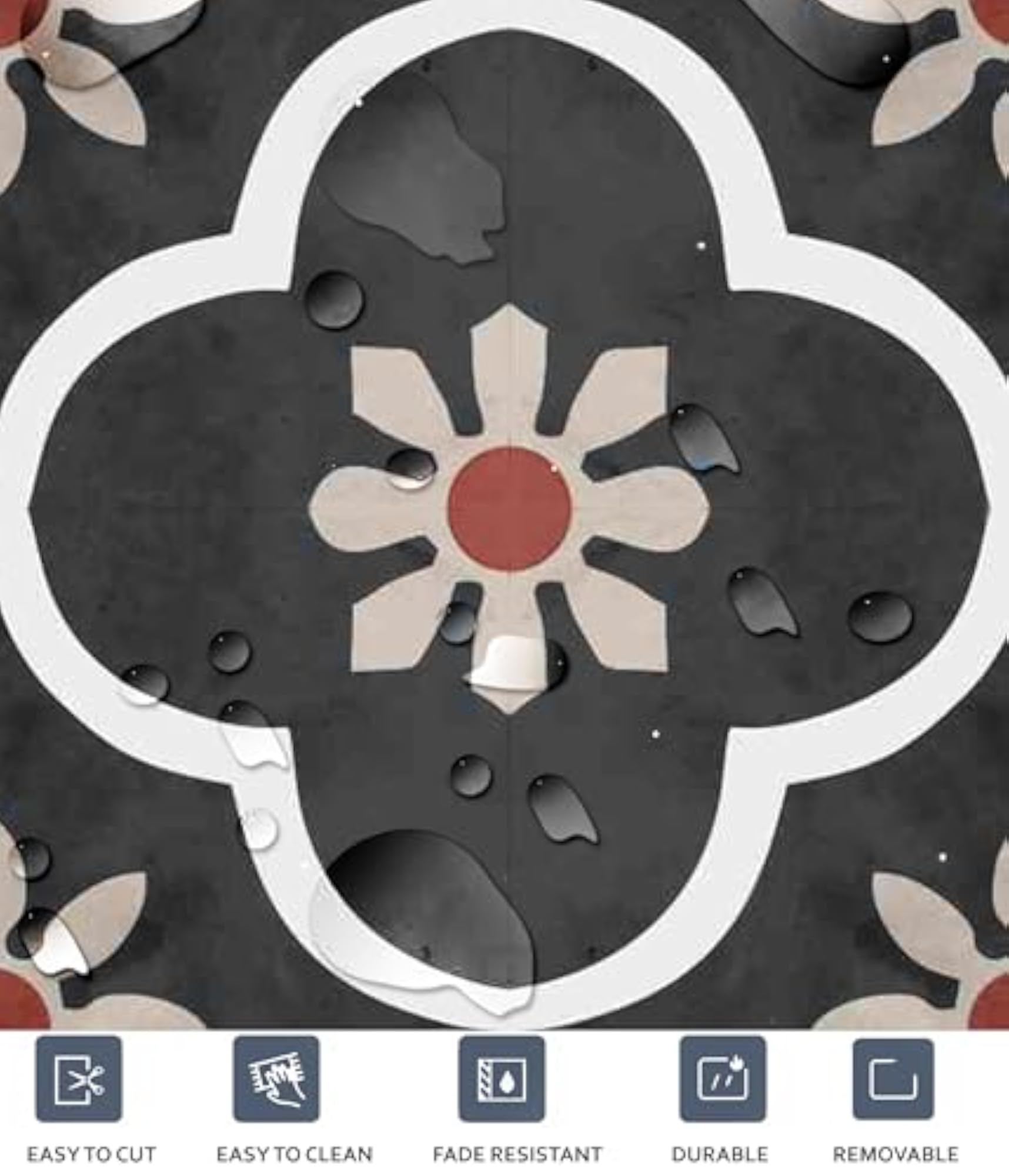 Pushkar Peel and Stick Floor Tiles for Kitchen, Bathroom