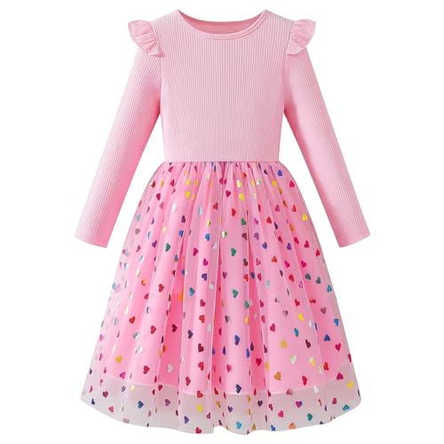 Image of Toddler Little Girls Casual Dresses Short Sleeve Crew Neck Graphic Cartoon Dress for 2-8 Years