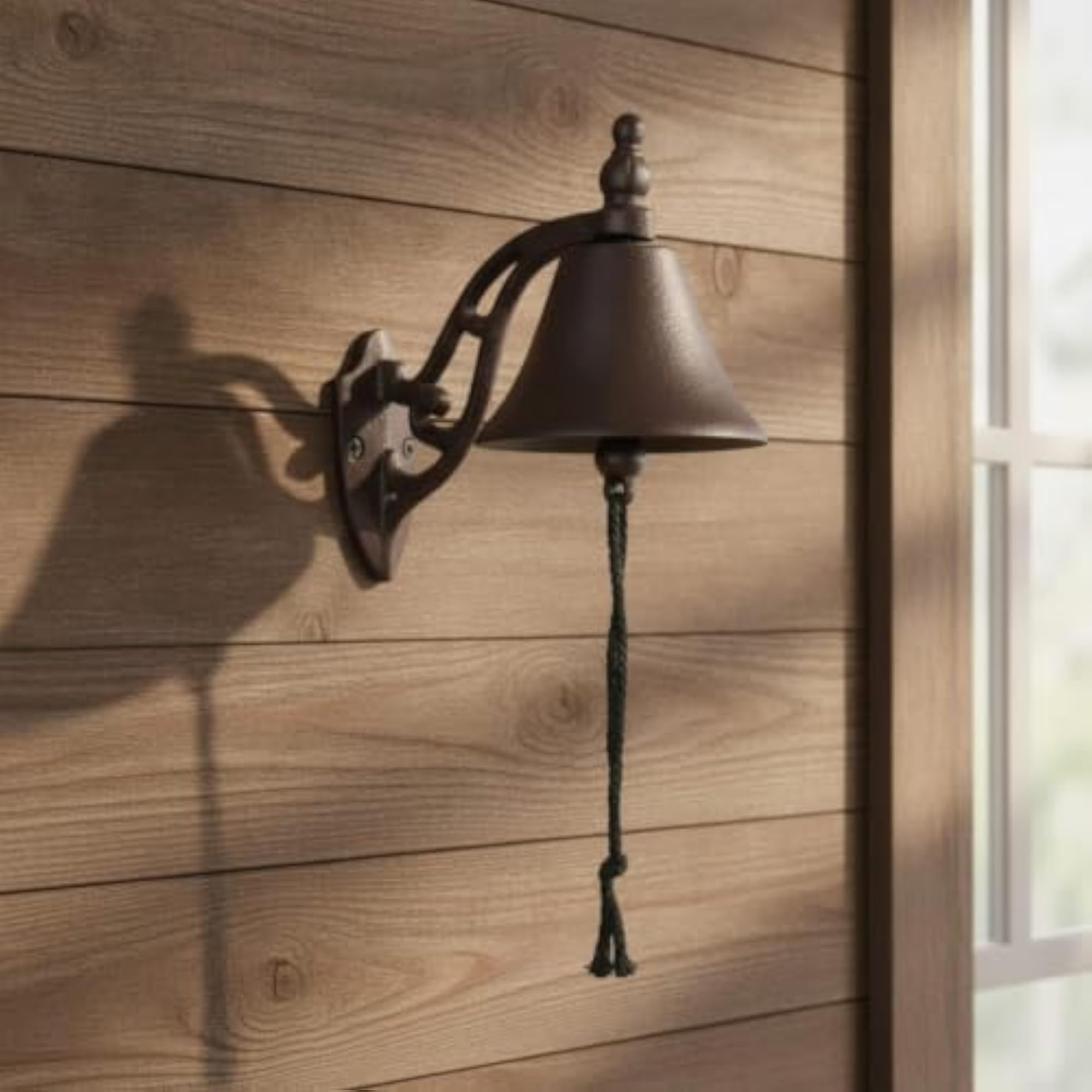 Rustic Wall-Mounted Dinner Bell with Bracket