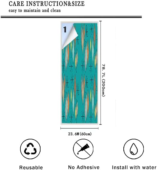 Modern Mid Century Decorative Abstract Emerald Background Mid Century Geometric Diamond Printkids Blackout Cafe Lighted Window Film, 23.6Wx78.7L-Inch X1Pcs