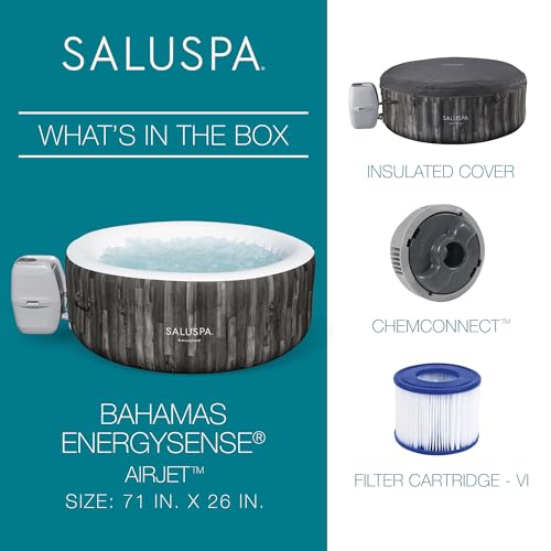 Bestway SaluSpa Bahamas 2-4 Person Inflatable Hot Tub, Round Energy-Efficient Portable Spa with 120 AirJets, 71\" x 26\" - Thumbnail 5