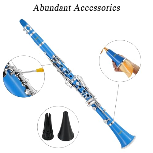 Image of Bb Clarinet 17 Keys Flat B Clarinet for Beginners & Students Blue