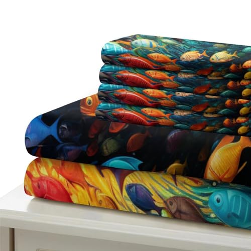 Housse de couette poisson coloré en microfibre 135x200 cm - 7