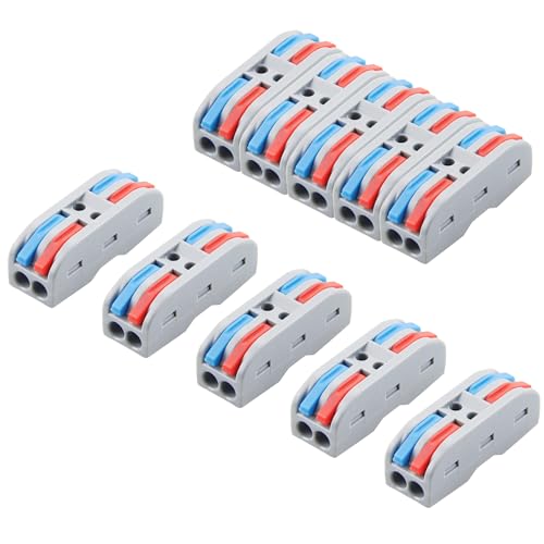 ALITOVE Lever Wire Connectors Push-in 10pcs Quick Connect Wire Splice Connectors Compact Inline Terminals for Electrical Wire Splicing Project, 28-12 AWG, 2 in 2 Out