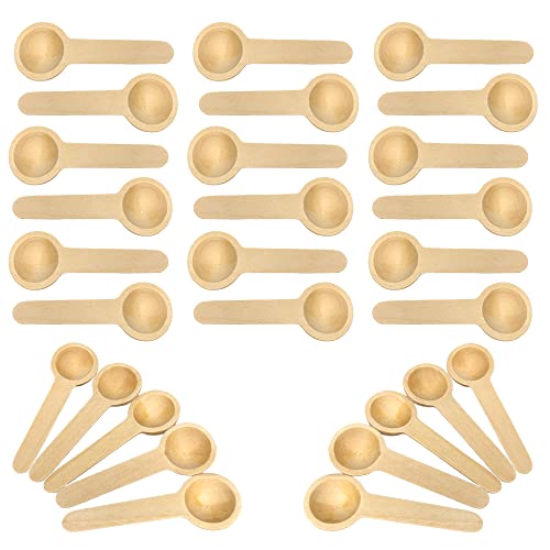 Hazrcvr Petite Cuillère à Sel 50 Pièce Épices Cuillères Mini Pelle en Bois Cuillère Bois ​Cuillère Pelles à épices Mini Cuillère en Bois Faite à la Main Petite Pelle en Sel de Bain pour la Cuisine