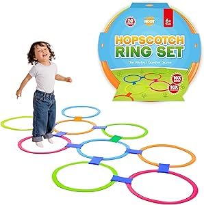 ADEPTNA 20-Piece Hopscotch Ring Set – Customizable Sensory Training Equipment with 10 Rings & 10 Connectors Durable Outdoor Garden Game Gift for Kids Families, Improves Motor Skills Coordination