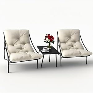 DELONGKE Gartenmöbel Set 3 teilig, Balkonmöbel Set, Balkonmöbel Kleiner Balkon mit Abnehmbar Kissen & Tisch, Lounge Gartenmöbel, Bequemer Balcony Furniture Sitzgruppe (Weiß)