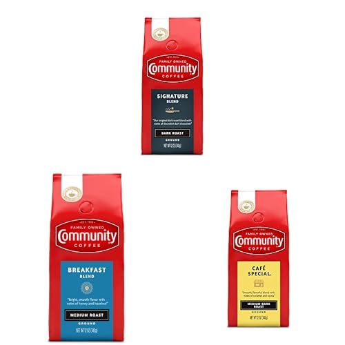 Community Coffee Medium to Dark Roast 36 Ounce, Variety Ground Coffee, 12 Ounce Bag (Pack of 3)