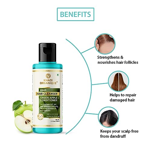 Image of Khadi Organique Natural Green Apple Hair Cleanser and Conditioner, 210ML