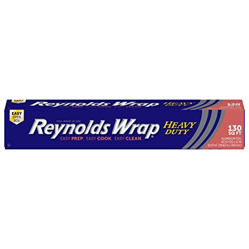 Reynolds Wrap Heavy Duty Aluminum Foil Roll, Thick Heavy Duty Foil for Added Strength and Durability, Secure Easy Open and Close Tab, 12 Inches Wide, 130 Sq. Ft. by Reynolds - Used condition - US$12.48