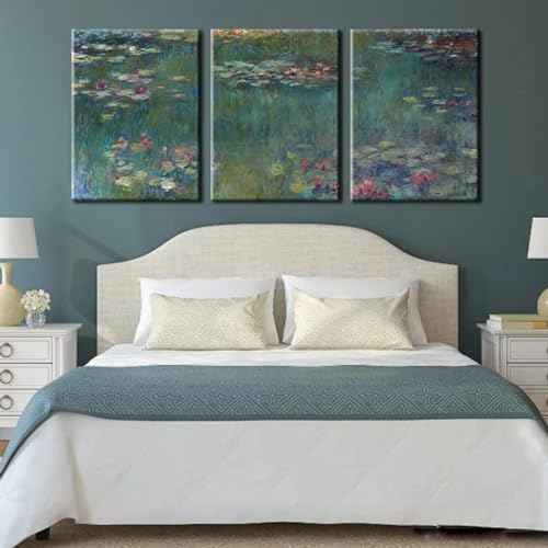 Peinture Claude Monet Nymphéas Toile 60x90cm pour Habiller un Grand Mur Vide