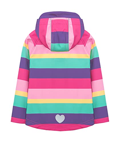 Hiheart Girls Fleece Lined Outerwear Hooded Striped Windproof Softshell Jacket2