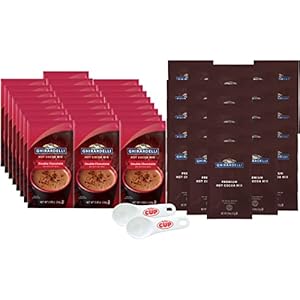 Ghirardelli Chocolate Hot Cocoa Bundle, Double Chocolate & Premium Hot Cocoa Mix Packets 25 of each with By The Cup Cocoa Scoop