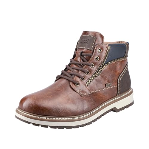 Rieker Homme F3830 Bottes tendances en cuir marron confortables pour l'hiver