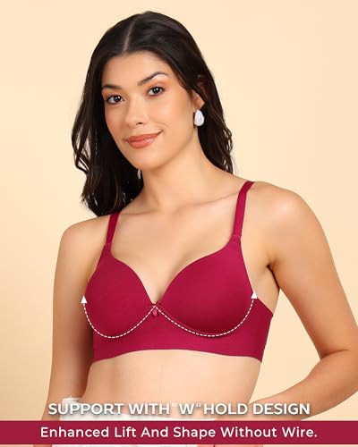 Image of Tweens Invisi-Fit Cotton Bonded Seamless Maximiser Bra | 3 /4th Coverage | Push-Up Level 1 | Elastic-Free Comfort | Wire-Free | Side Wings with Gripper | Adjustable Straps | Pack of 1 |