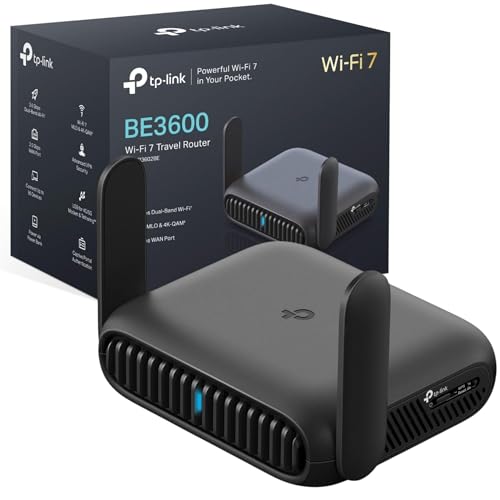 TP-Link TL-WR3602BE BE3600Mbps WiFi 7 Travel Router USB 3.0 and 2.5 Multi-Gig WAN Ports Portable WiFi Router VPN Client or Server Hotspot Access Point USB Tethering Suitable for Hotel Business