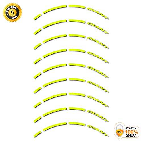 Pegatinas Llanta para Bicicleta Giant MTB 29 Pulgadas Stickers Bike (Amarillo Neon)