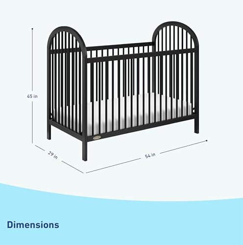 Image of Graco Olivia 3-in-1 Convertible Crib - GREENGUARD Gold Certified, 100% Solid Wood, Fits Standard Baby Crib Mattress, Converts to Toddler Bed and Daybed, 4 Adjustable Mattress Heights (Black)
