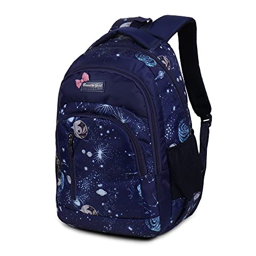 BEAUTY GIRLS Women's 1522 Polyester Floral Printed Designer Stylish Waterproof School/Collage/Picnic Bag-Standard Backpack (32 Litre, Navy Blue) Free Size - Image 2