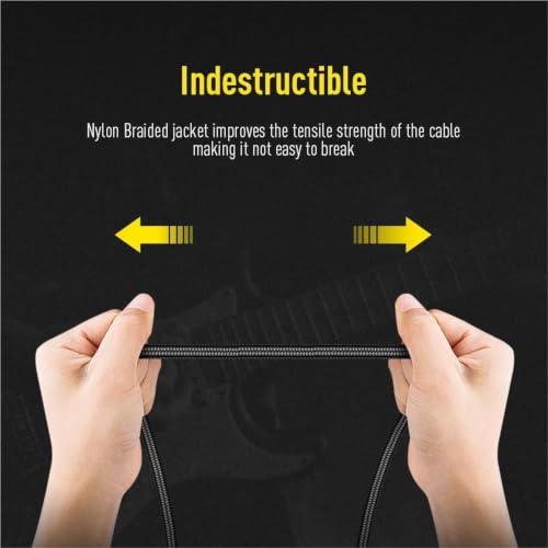 Cable de guitarra 1/4 trenzado recto a ángulo para audio de instrumentos 4